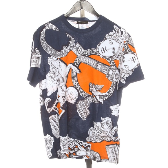 Versace NWT $695 Blue & Orange w/ White Medusa Tee - Picture 1 of 10